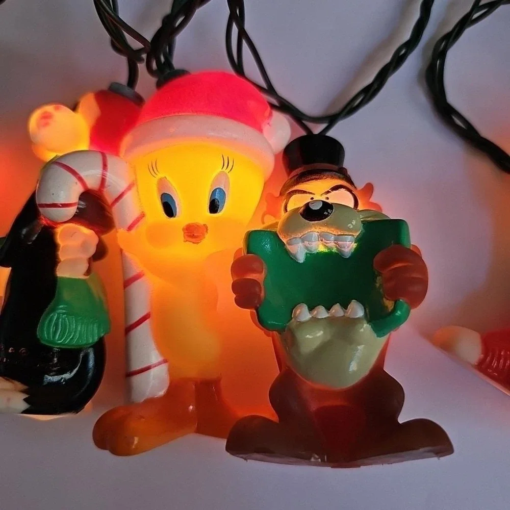 Vtg Looney Tunes Christmas Lights Taz Tweetie Bird Bugs Bunny 1997 WORKS 1717